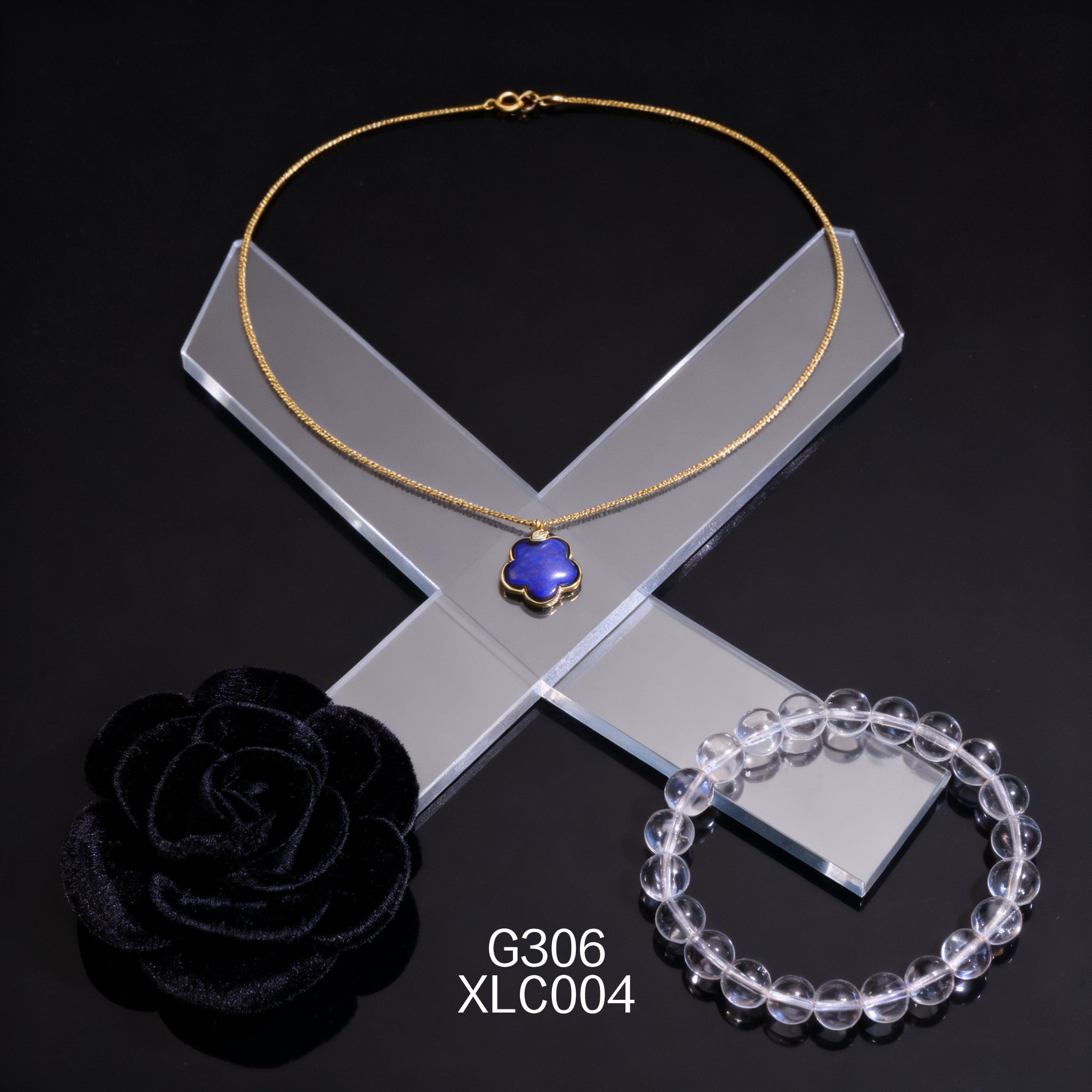 Collana placcata oro con Lapislazzuli e Fiore di Prugno in Zirconia 12.5mm