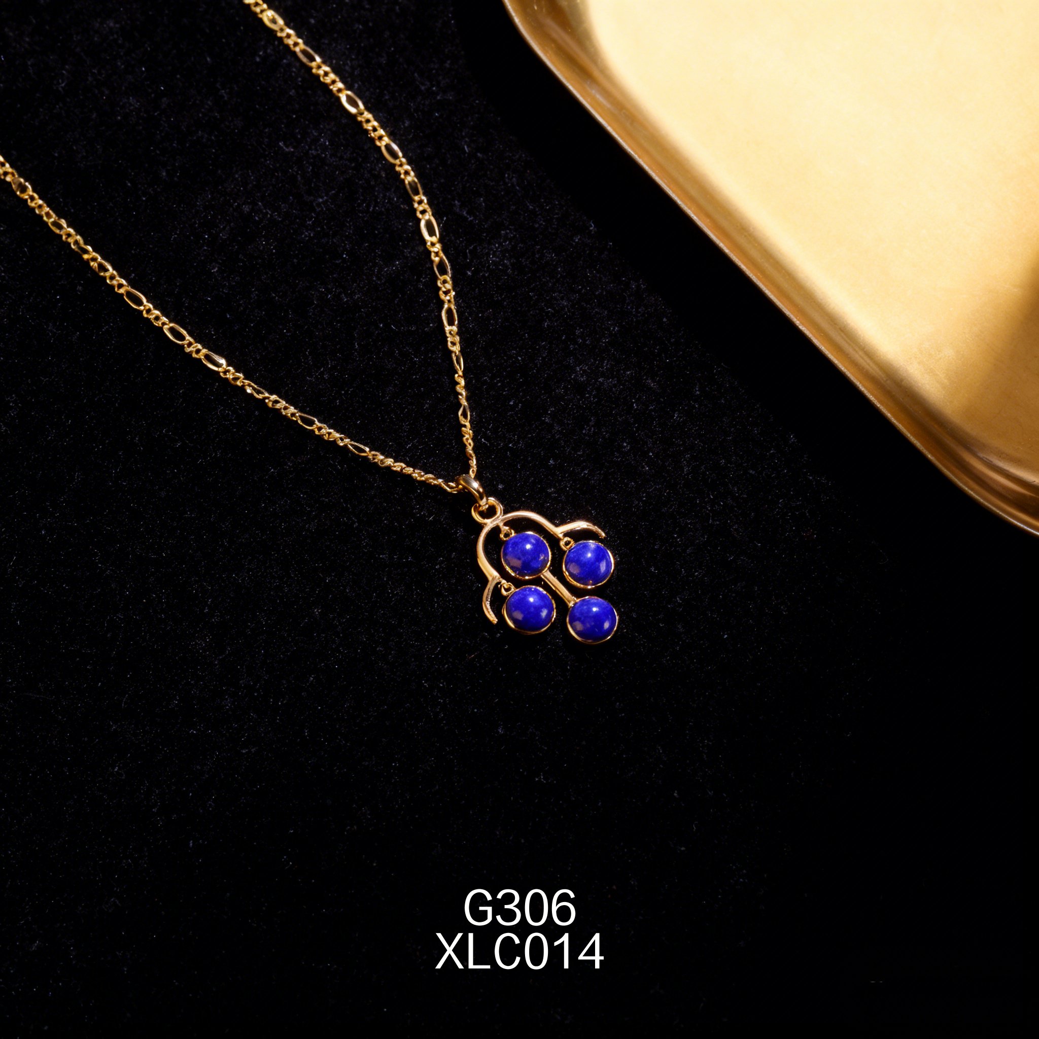 Collana placcata oro con Lapislazzuli 6x3.5mm