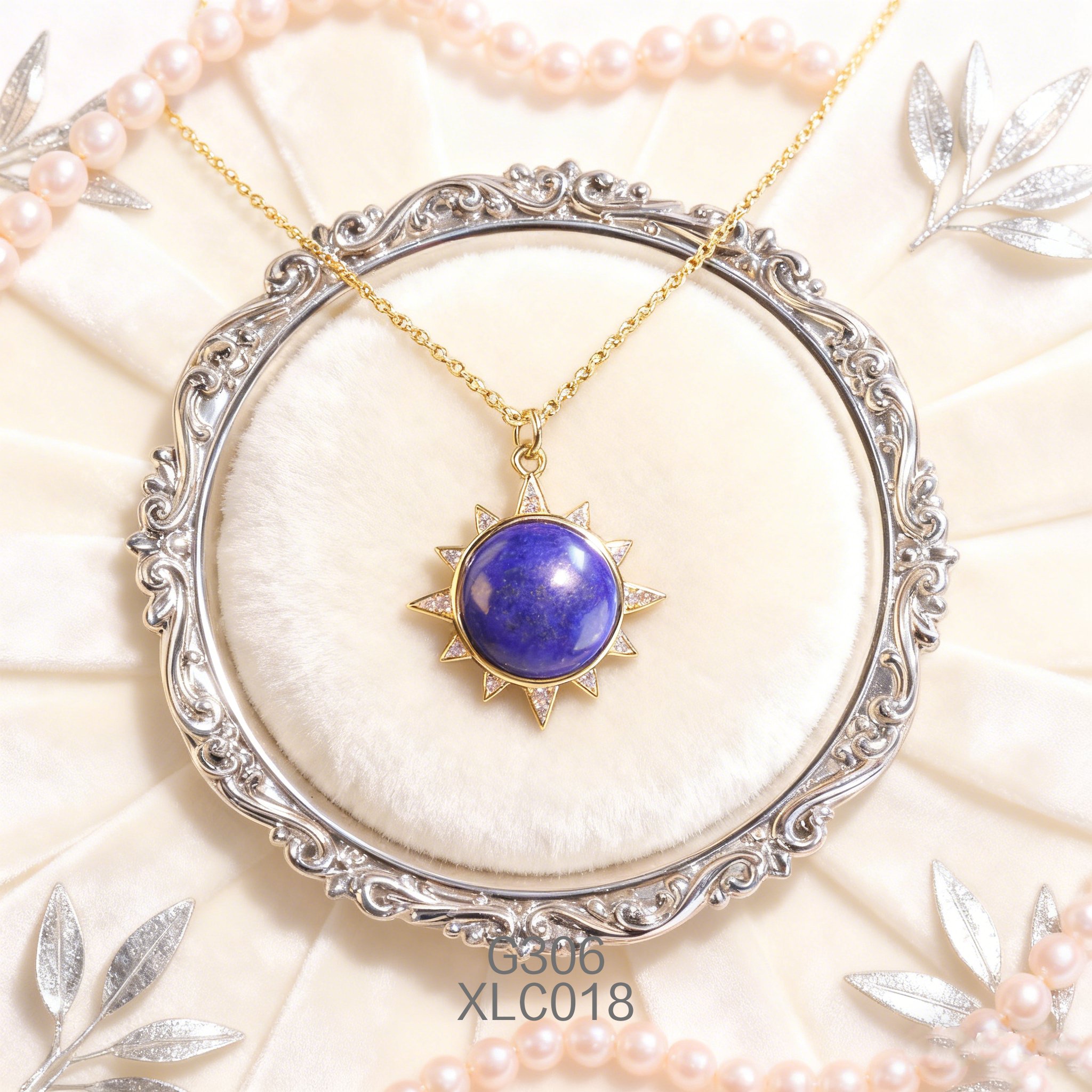 电镀黄金锆石青金石项链