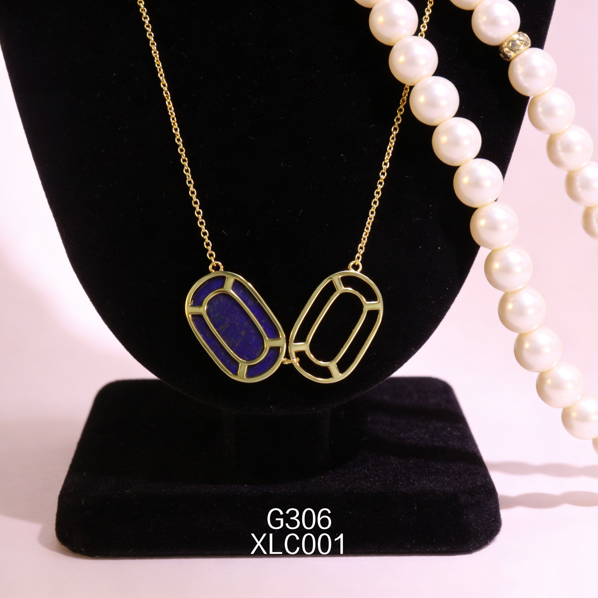 电镀黄金 13 x 21mm 双椭圆青金项链