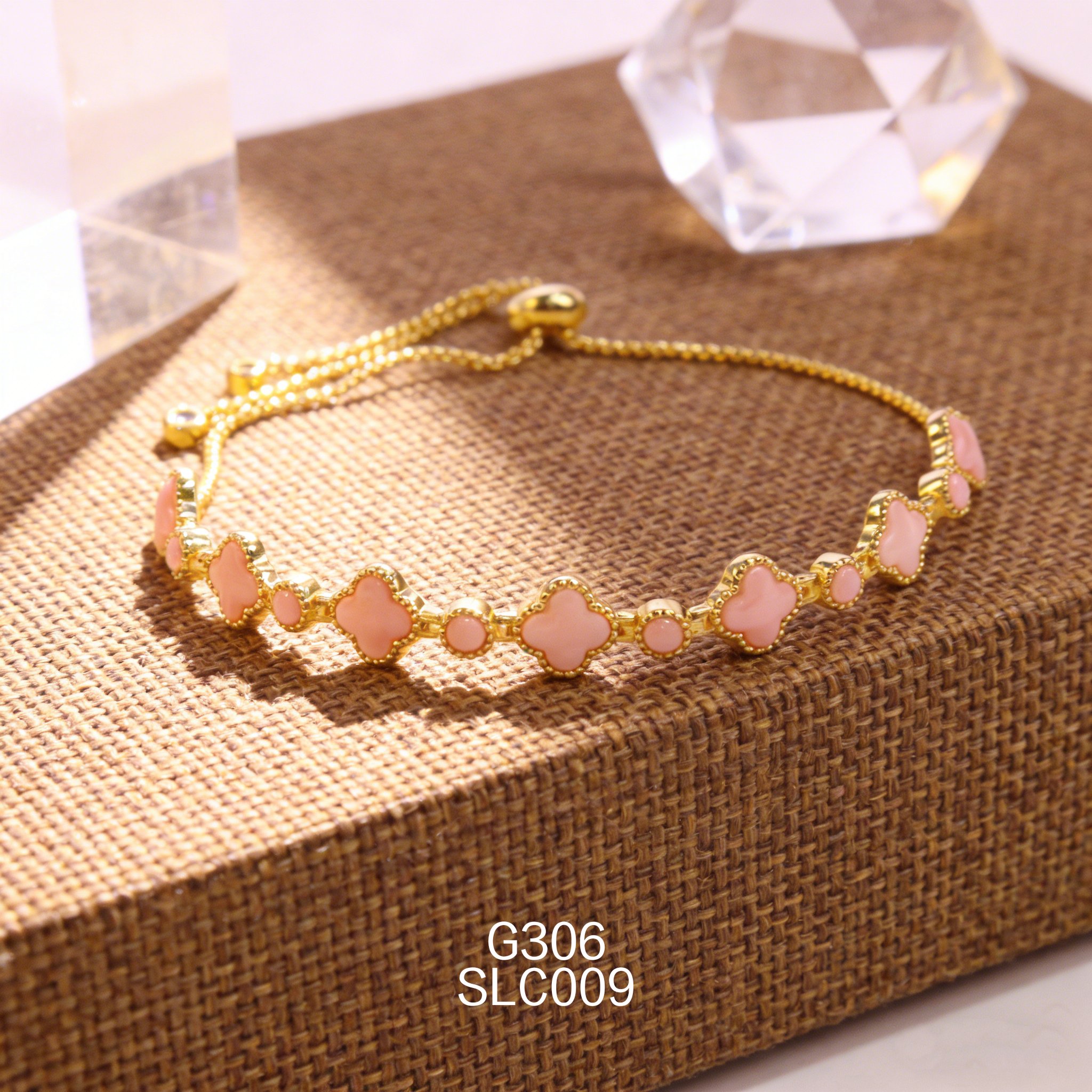 电镀黄金女皇贝幸运草手链