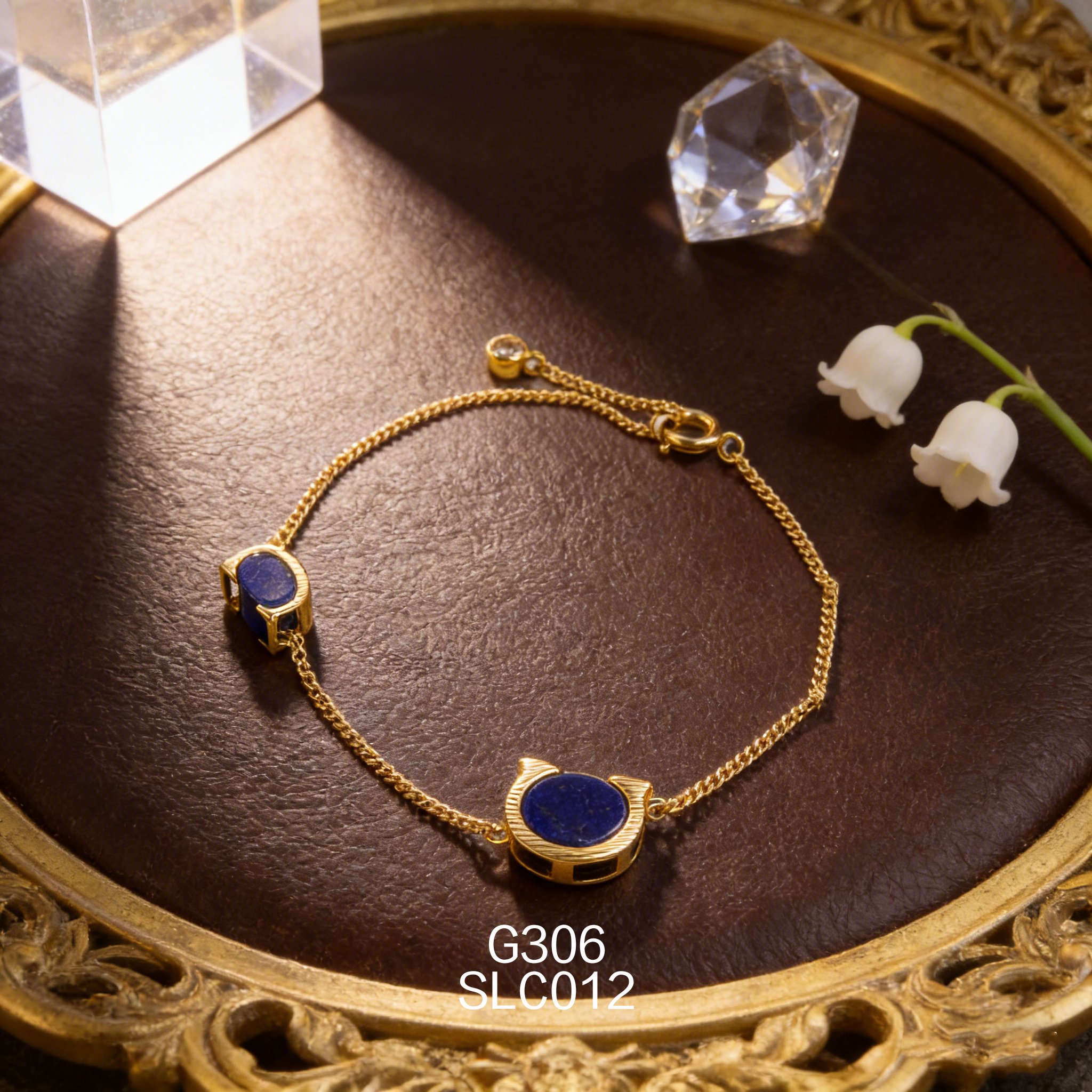 电镀黄金青金双C形手链