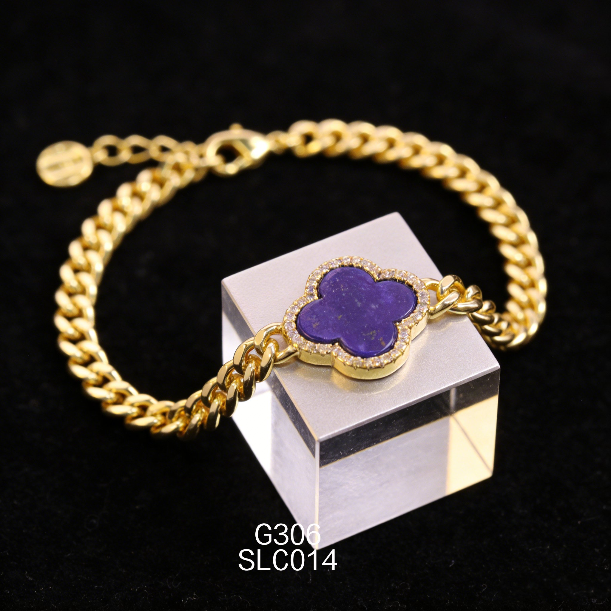 电镀黄金长方形青金石手链