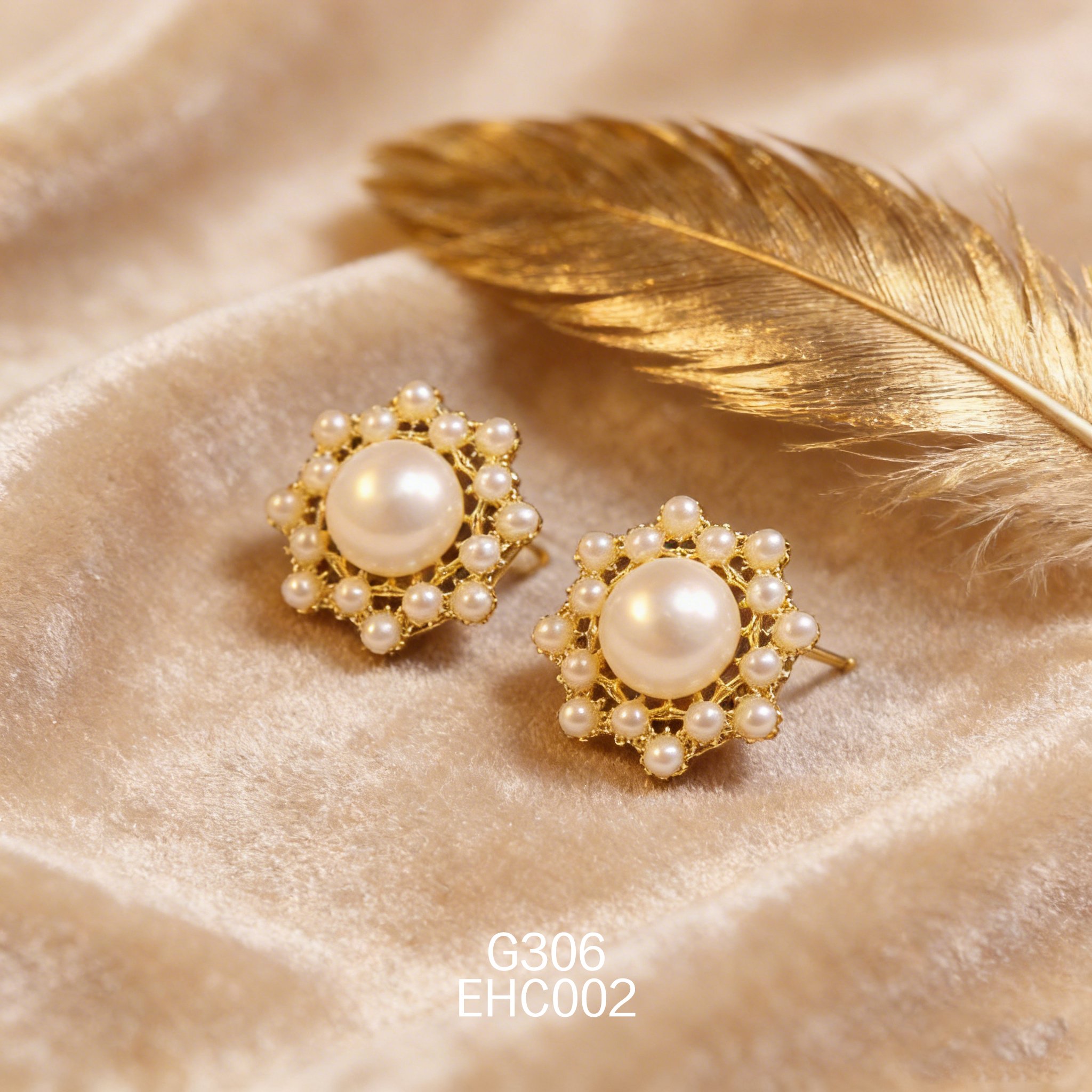 電鍍黃金8085珍珠耳環