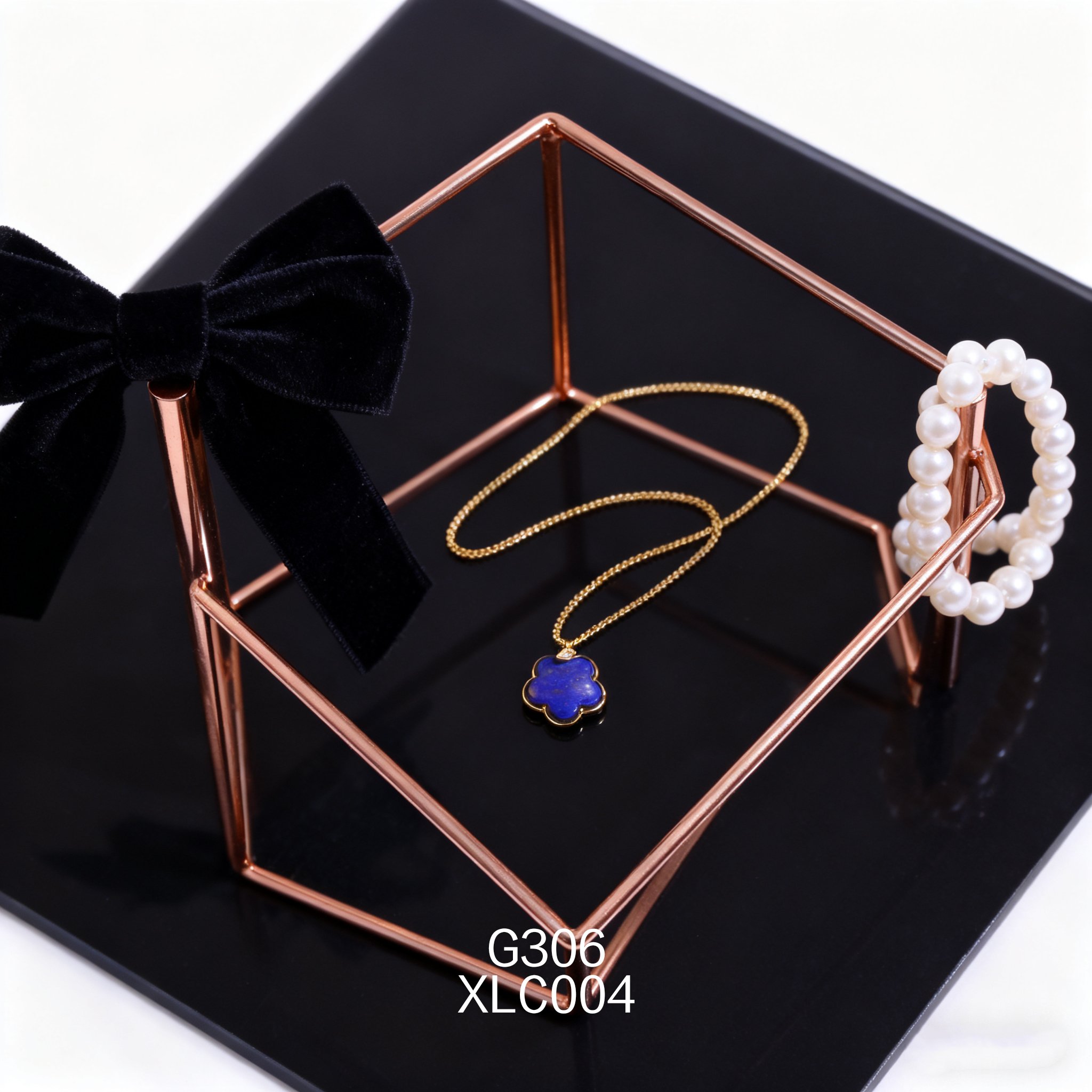 电镀黄金 12.5mm 梅花锆石青金项链