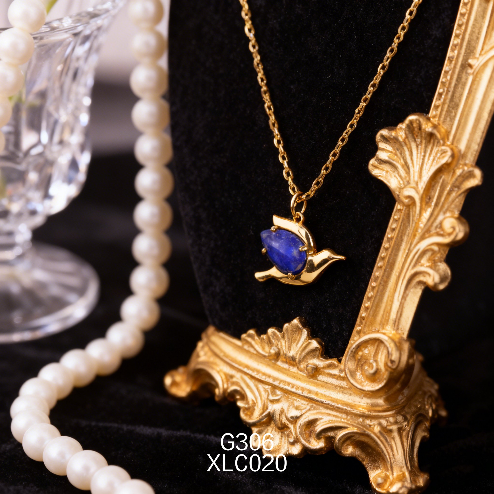 电镀黄金 10 x 15mm 海豚青金项链