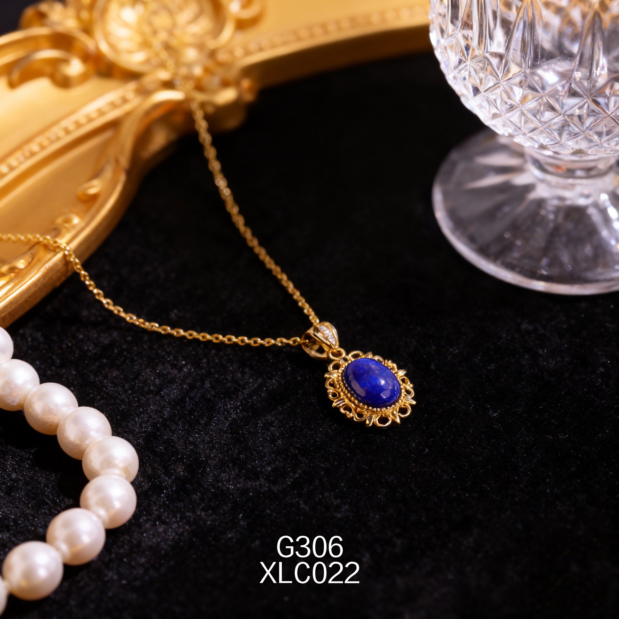 电镀黄金 8 x 11mm 镂空青金项链