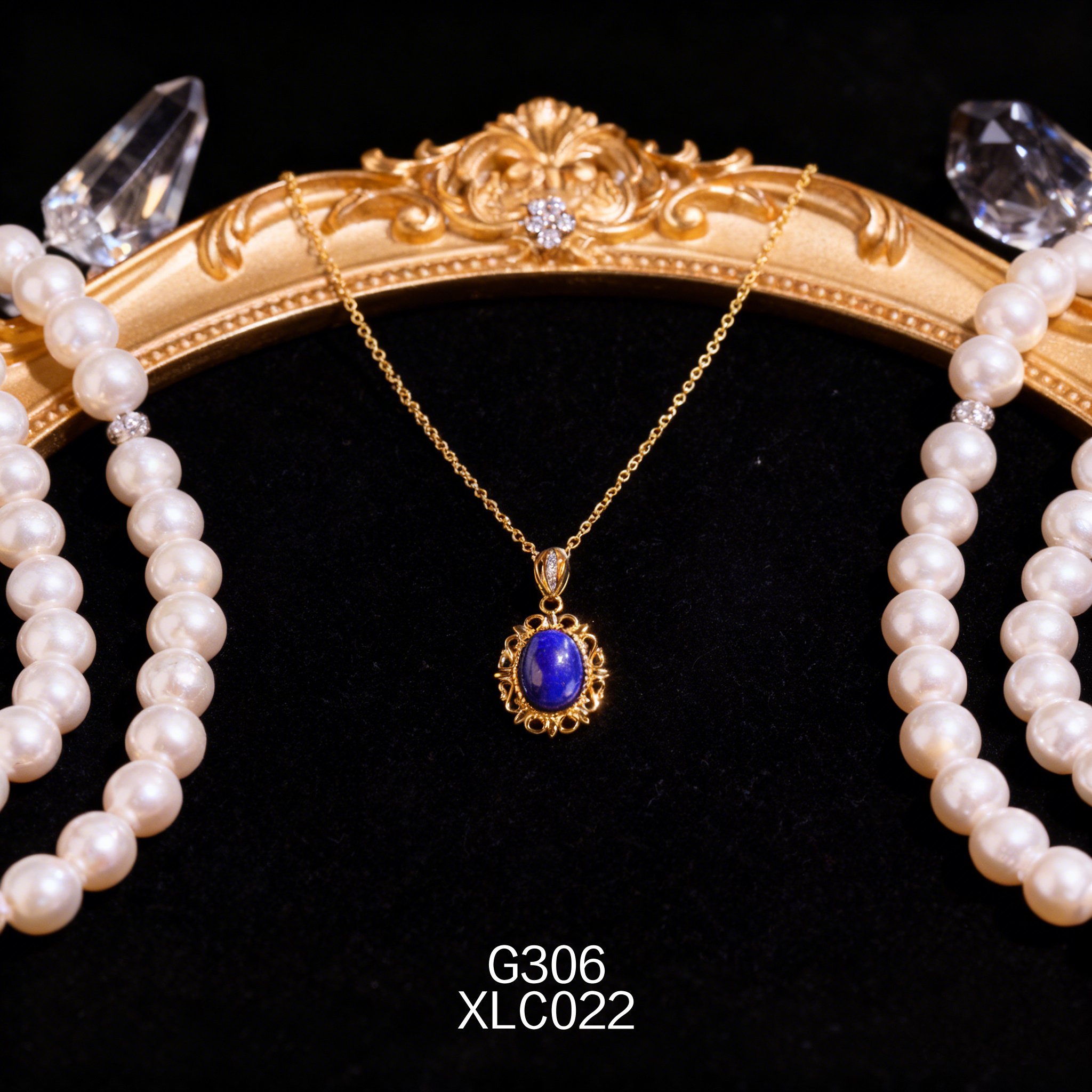 电镀黄金 8 x 11mm 镂空青金项链