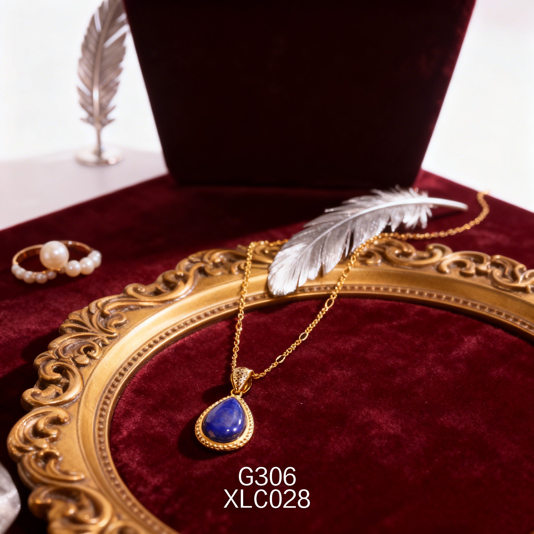 电镀黄金 11 x 15mm 水滴青金项链