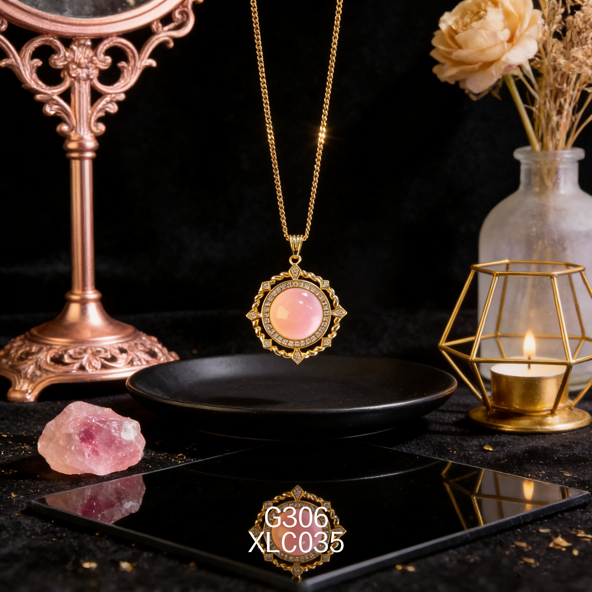 电镀黄金锆石 12.6mm 女皇贝项链