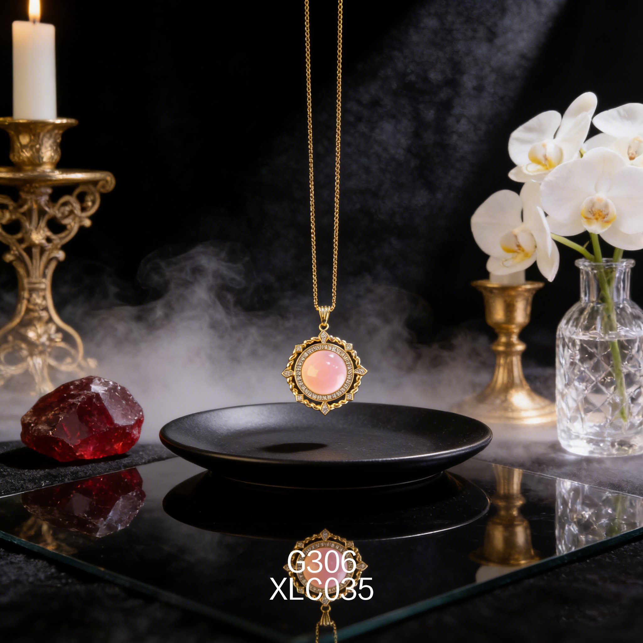 电镀黄金锆石 12.6mm 女皇贝项链