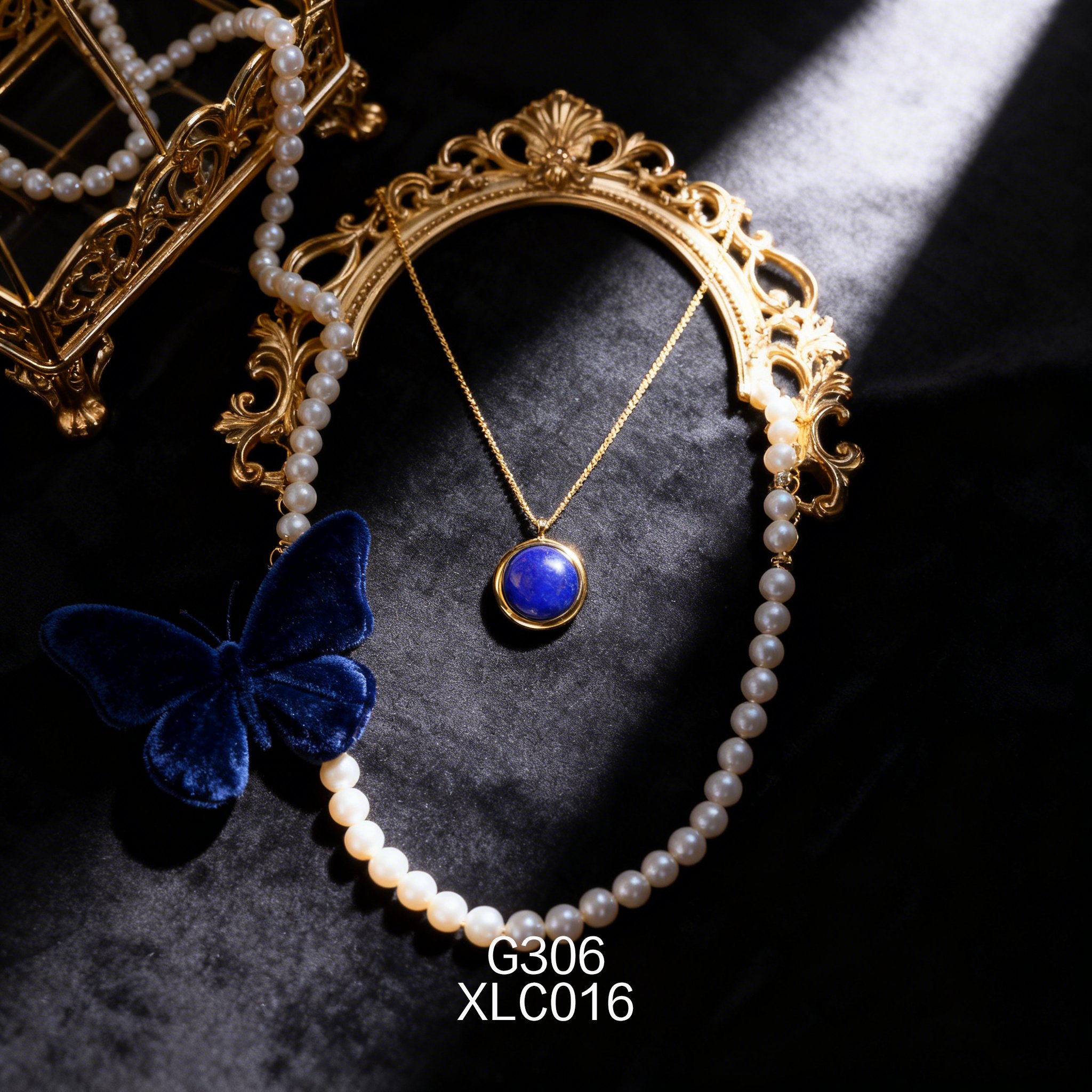 电镀黄金青金石项链