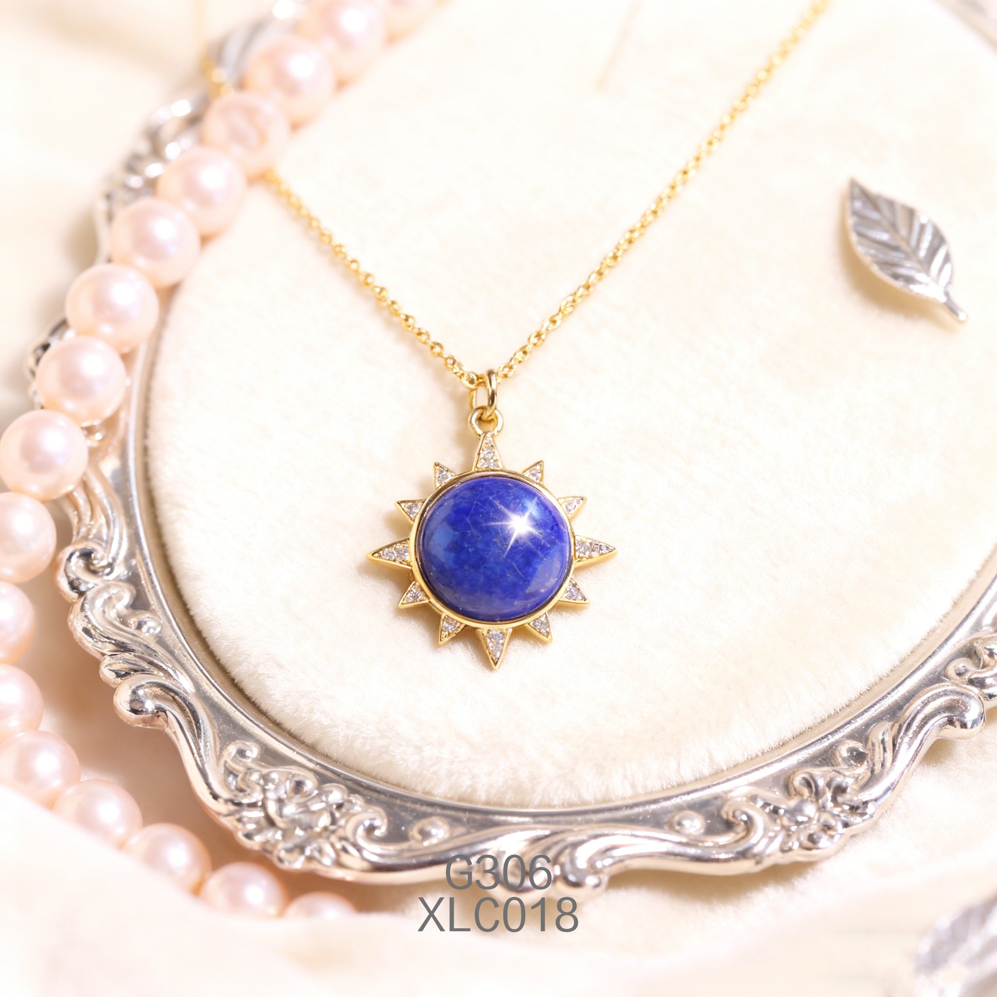 电镀黄金锆石青金石项链