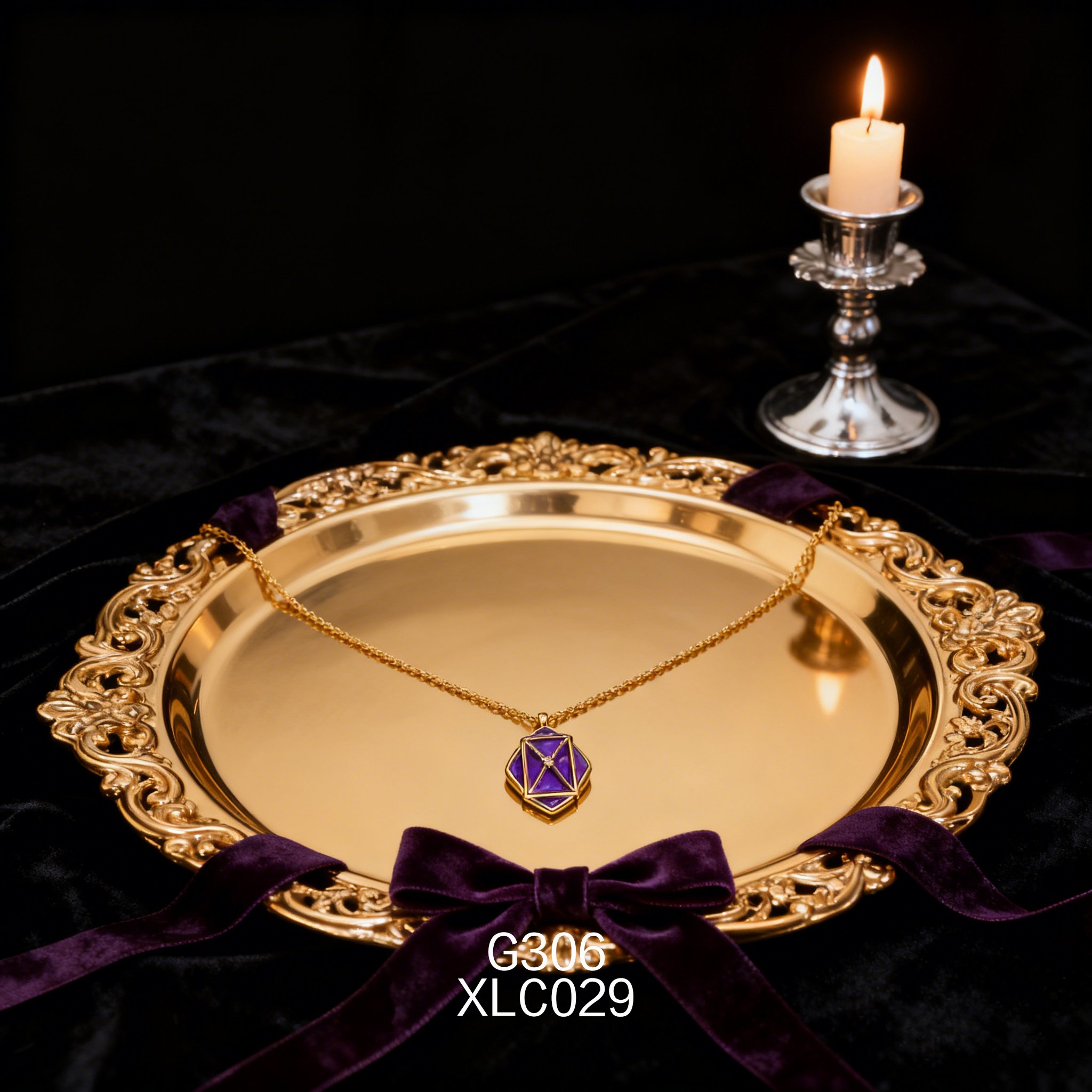 电镀黄金 12.8 ｘ 17.5mm 方块青金项链