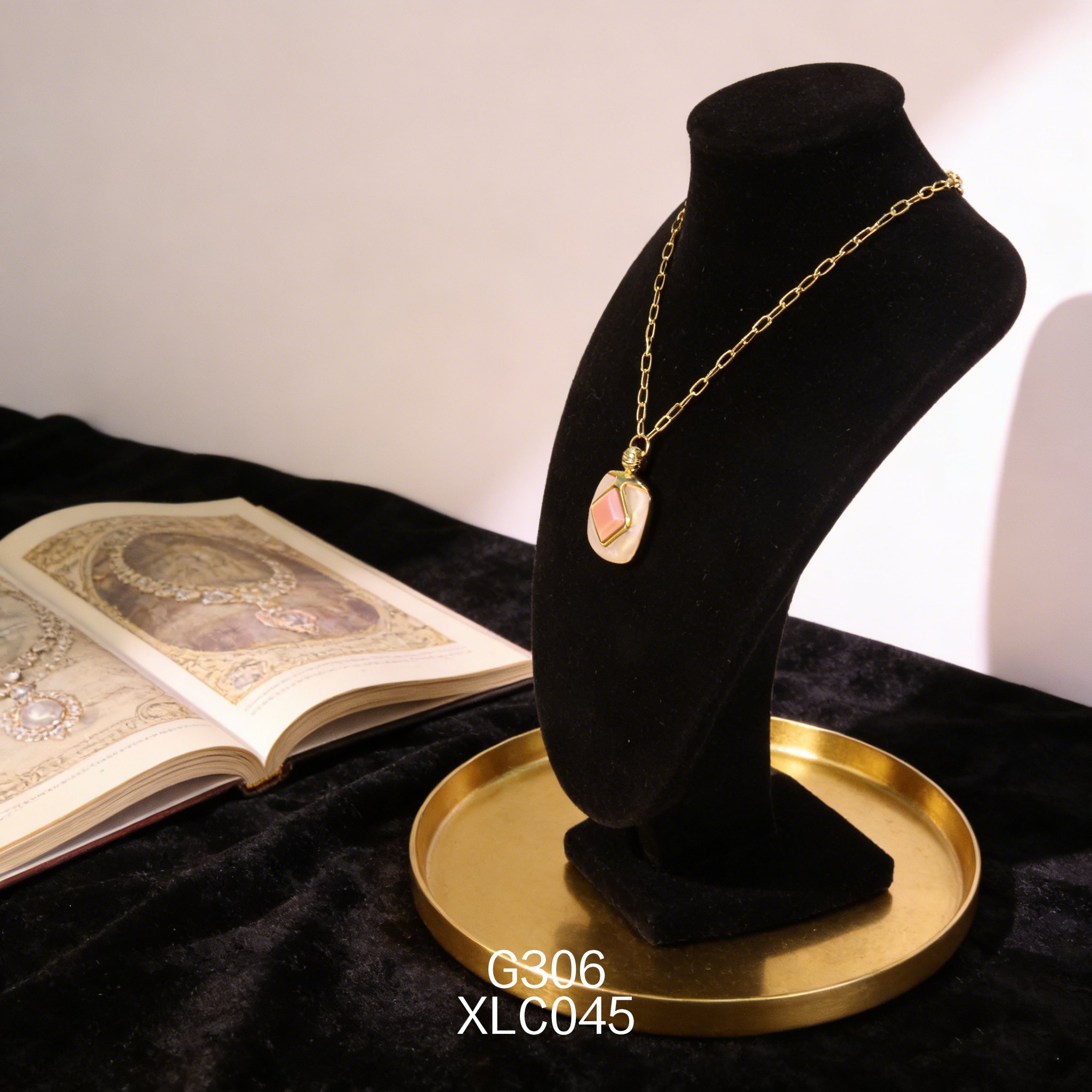 电镀黄金 10 x 10mm 白贝女皇贝复古项链