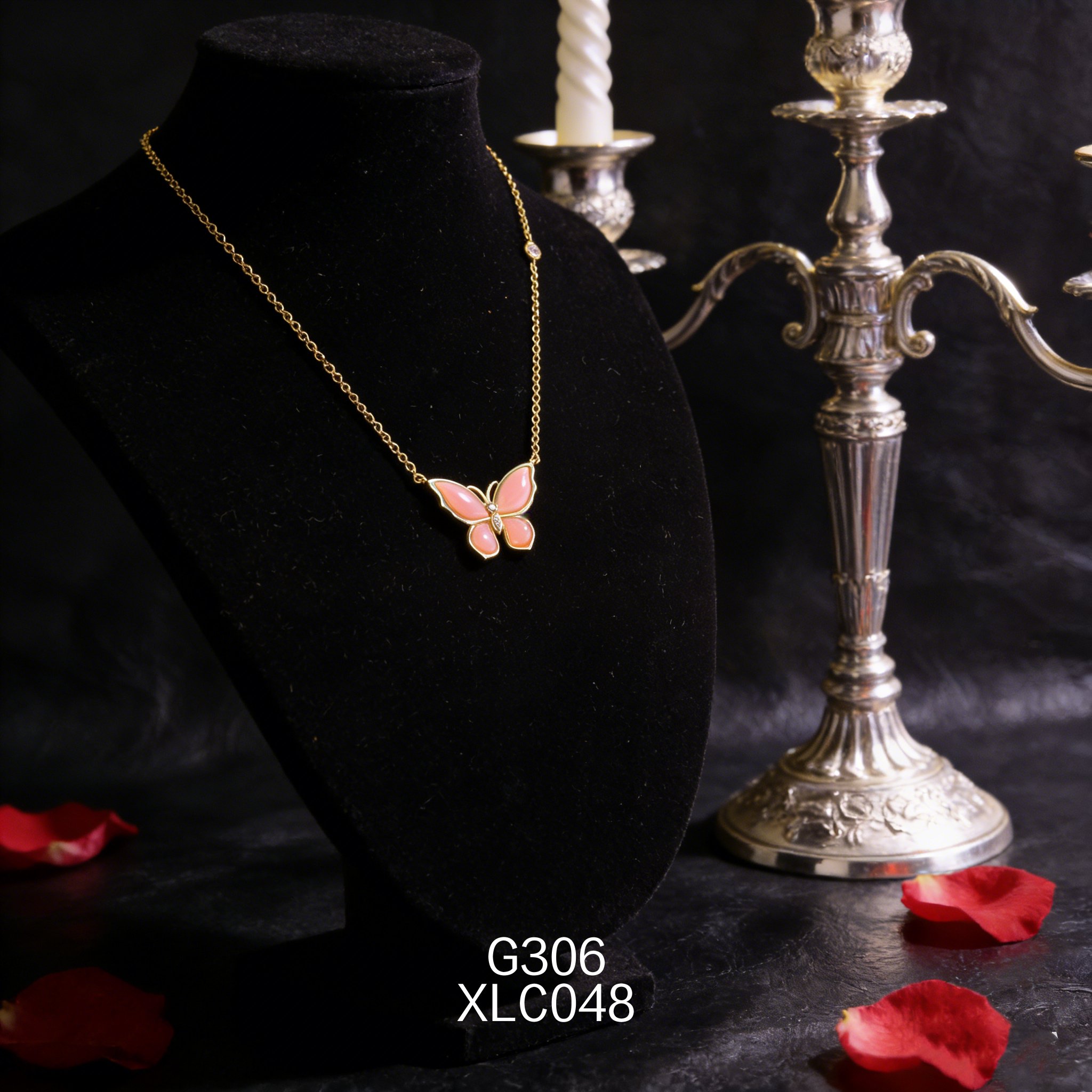 电镀黄金锆石蝴蝶女皇贝项链