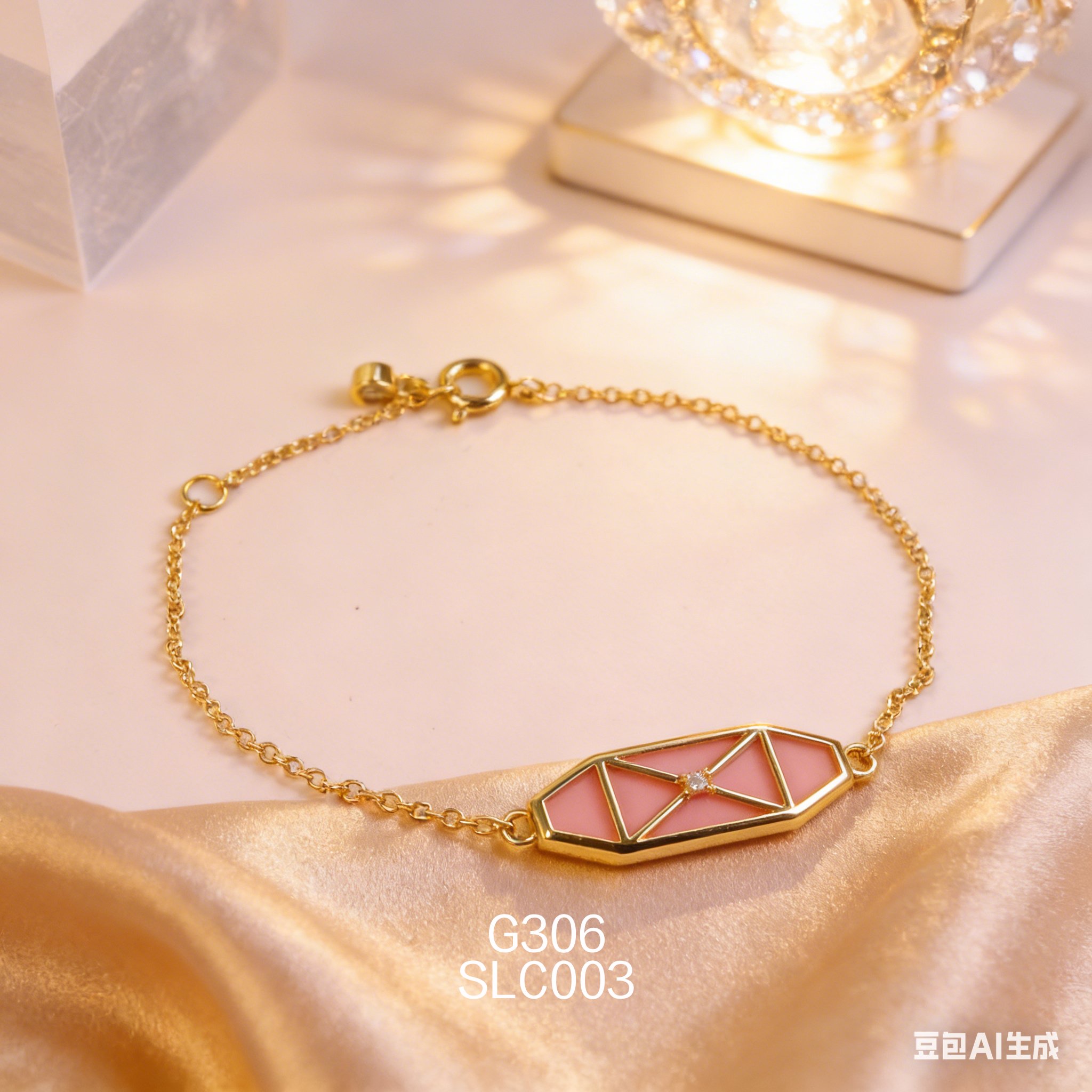 Bracciale placcato oro con Abalone Esagonale