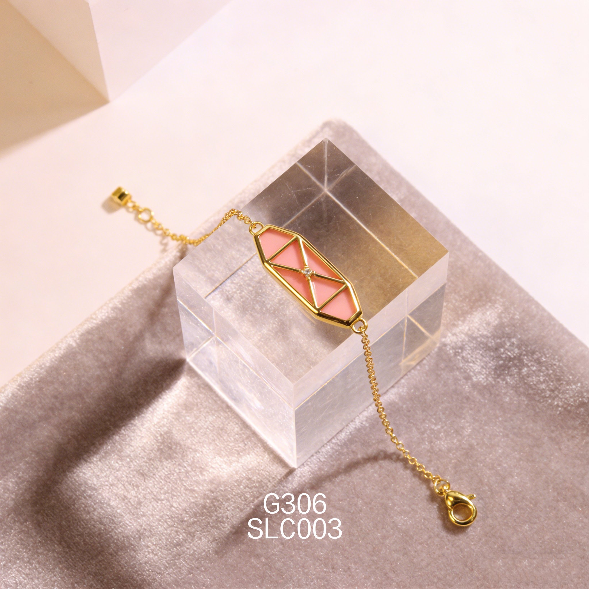 Bracciale placcato oro con Abalone Esagonale