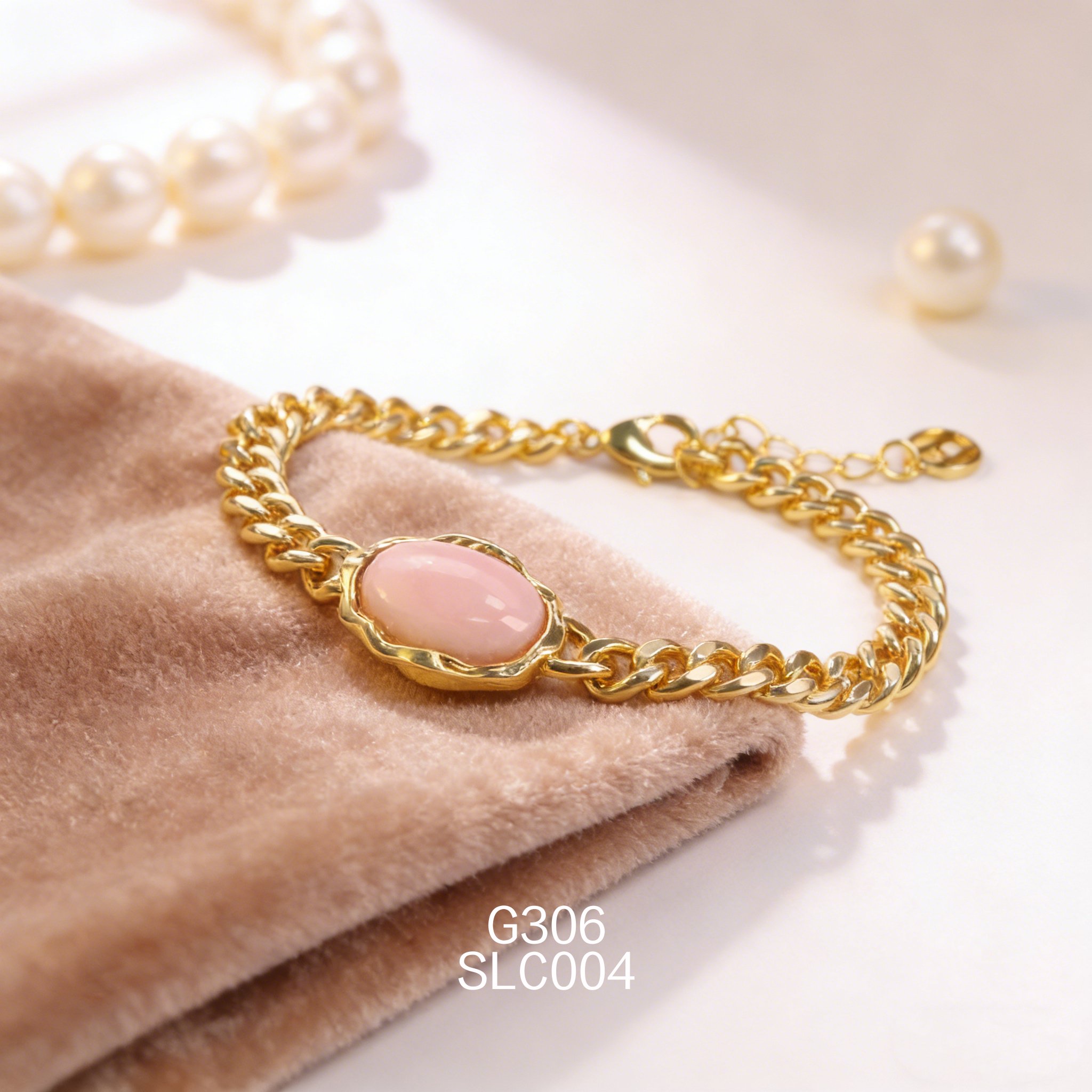 Bracciale placcato oro con Abalone Ovale