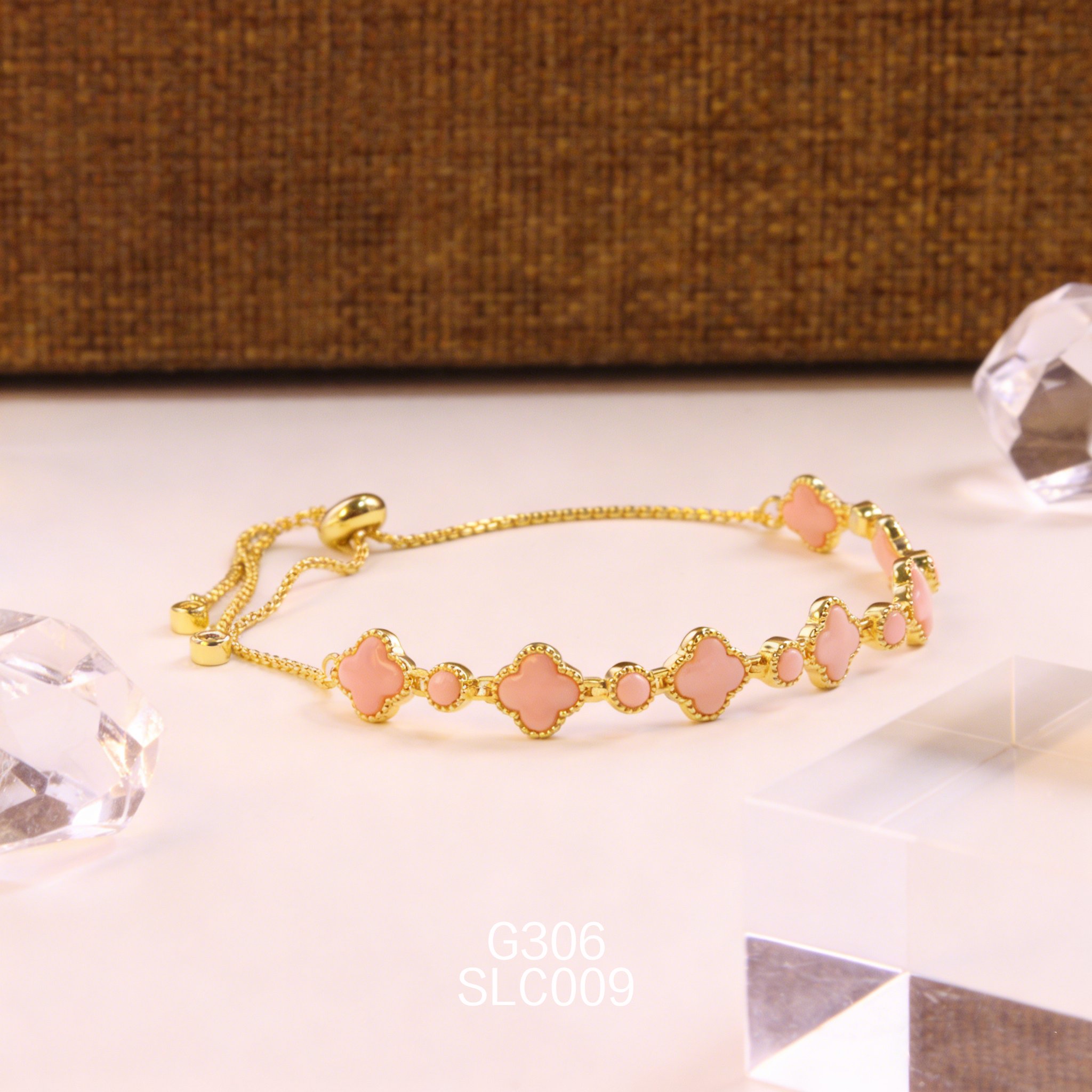 电镀黄金女皇贝幸运草手链