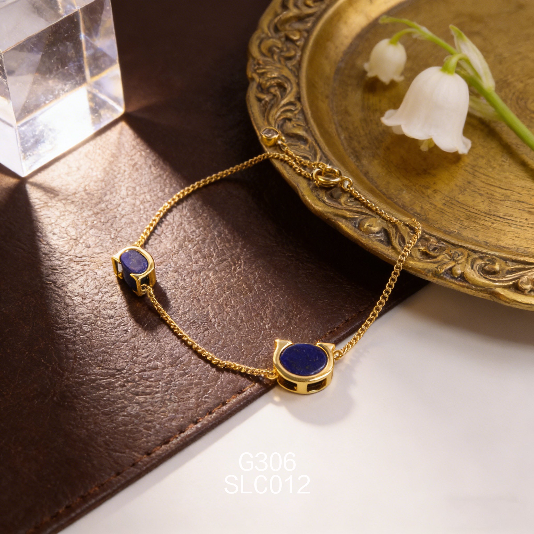 电镀黄金青金双C形手链