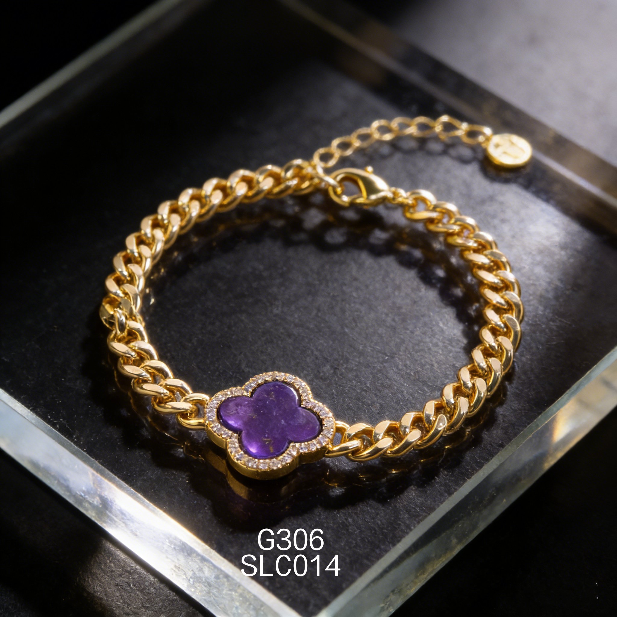 电镀黄金长方形青金石手链