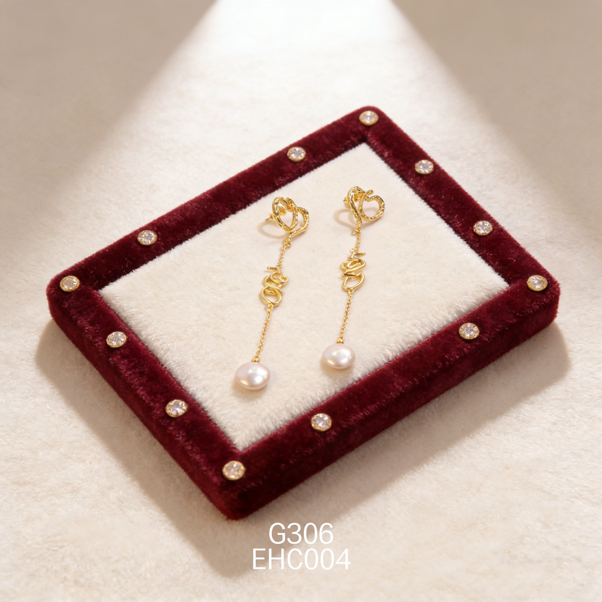 电镀黄金珍珠耳环