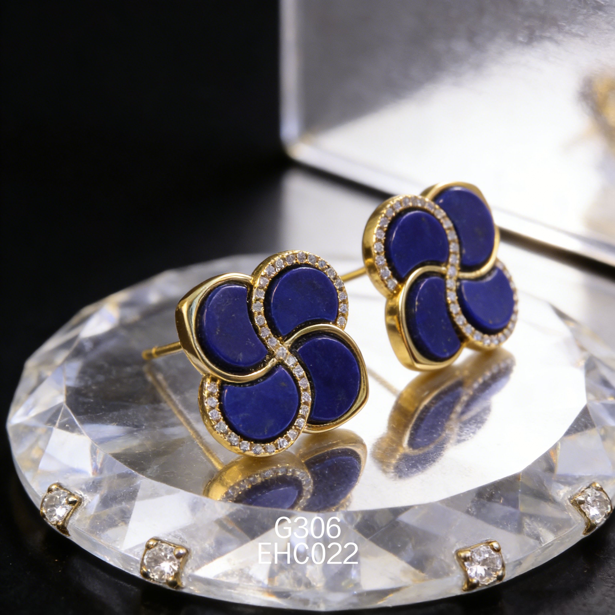 电镀黄金 7.6mm 锆石青金耳环