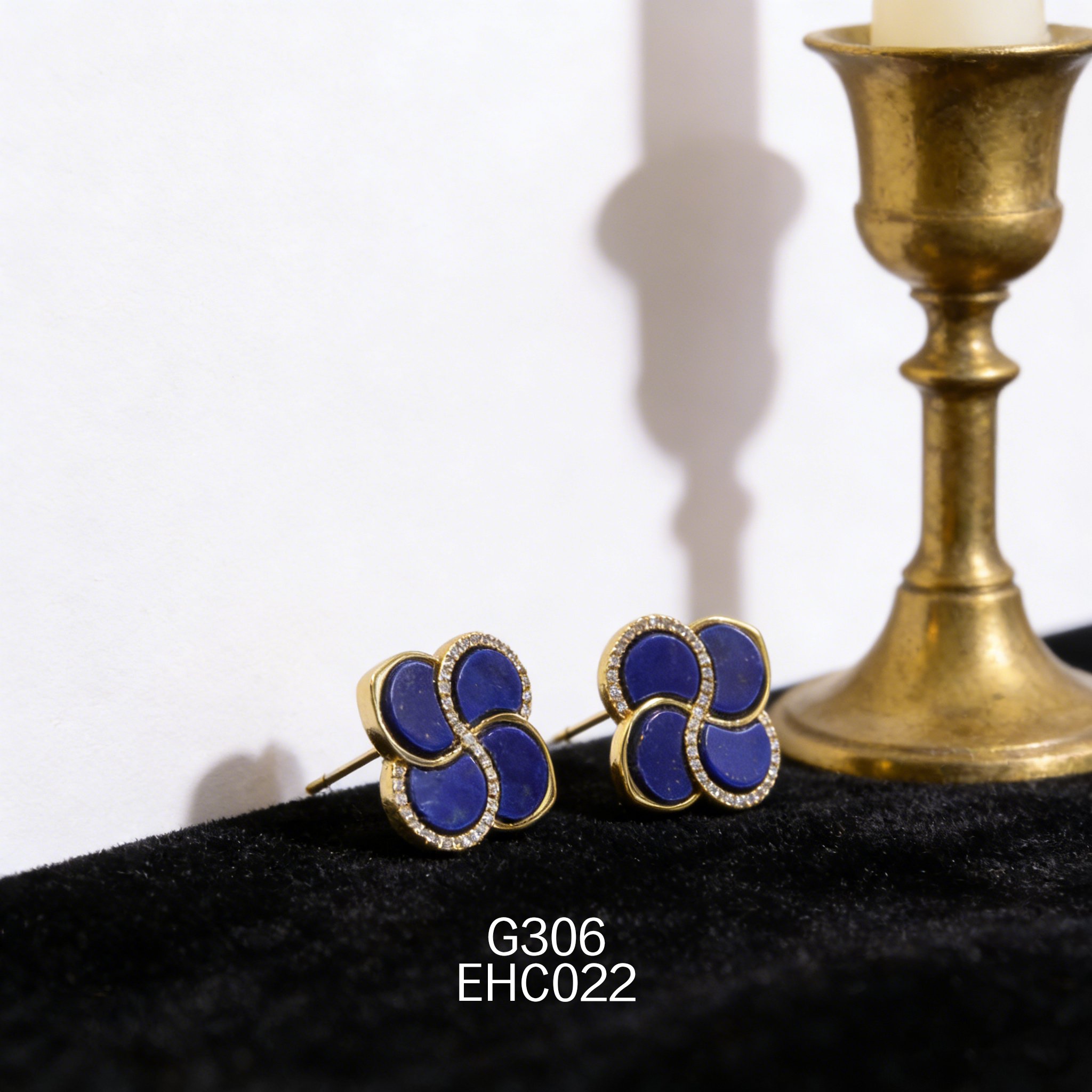 电镀黄金 7.6mm 锆石青金耳环