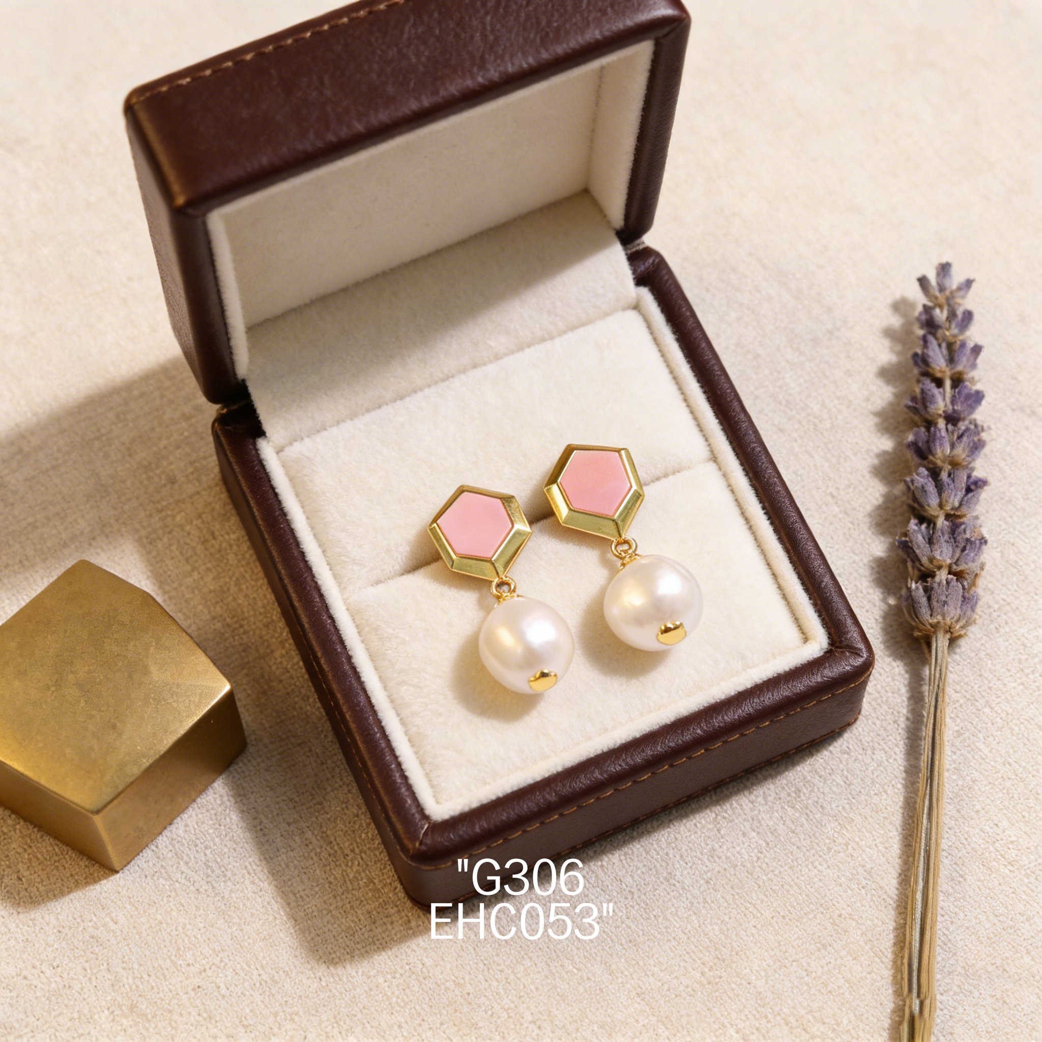 电镀黄金女皇贝爱迪生珍珠耳环