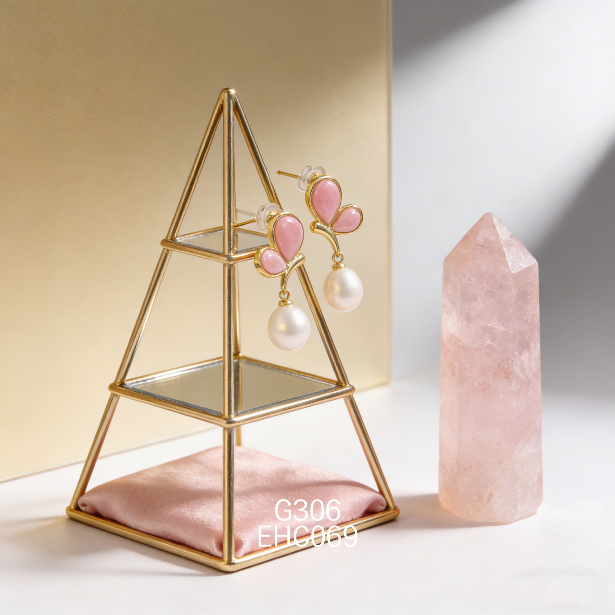 电镀黄金女皇贝珍珠耳环