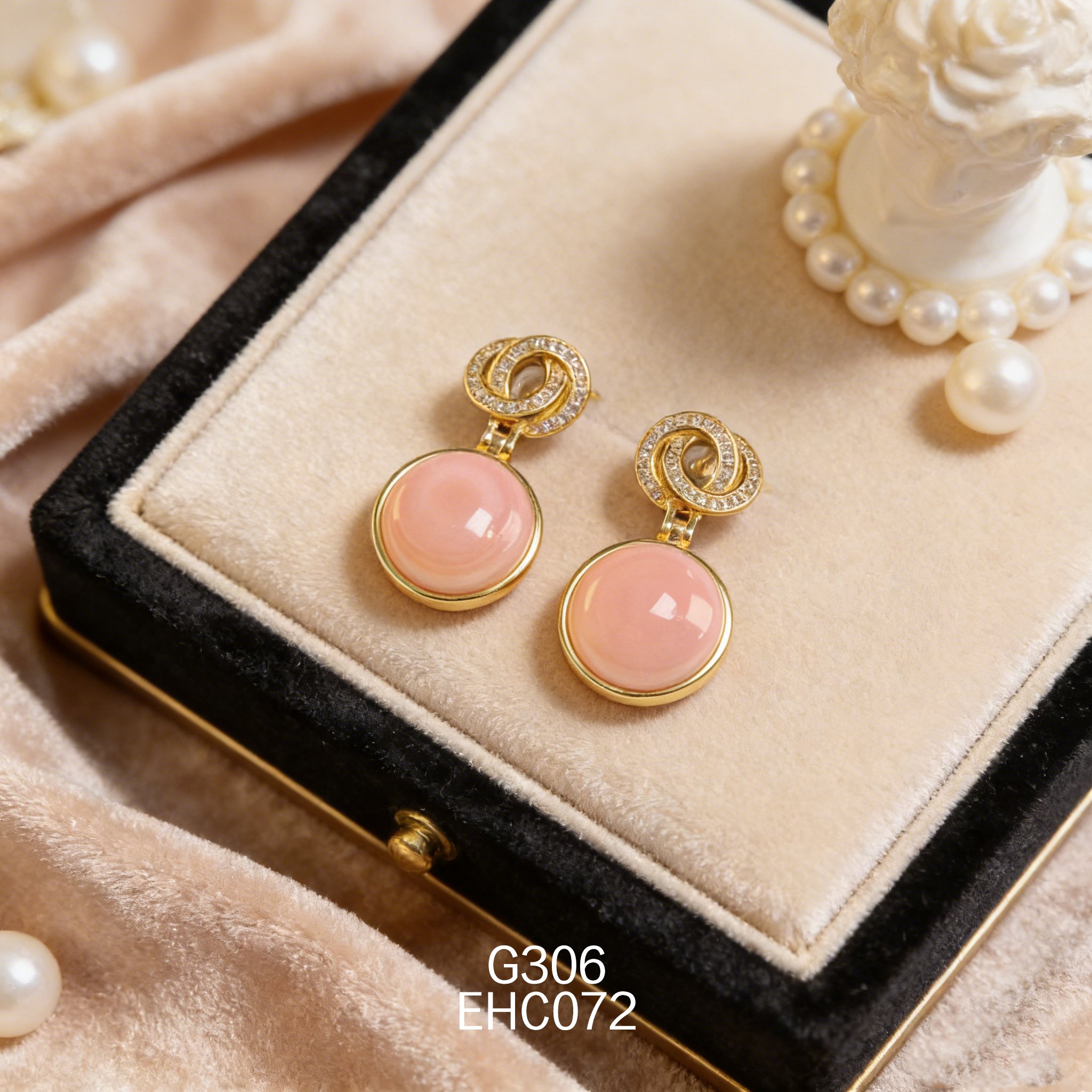 Gold-plated Threaded Zirconia 14mm Abalone Earrings