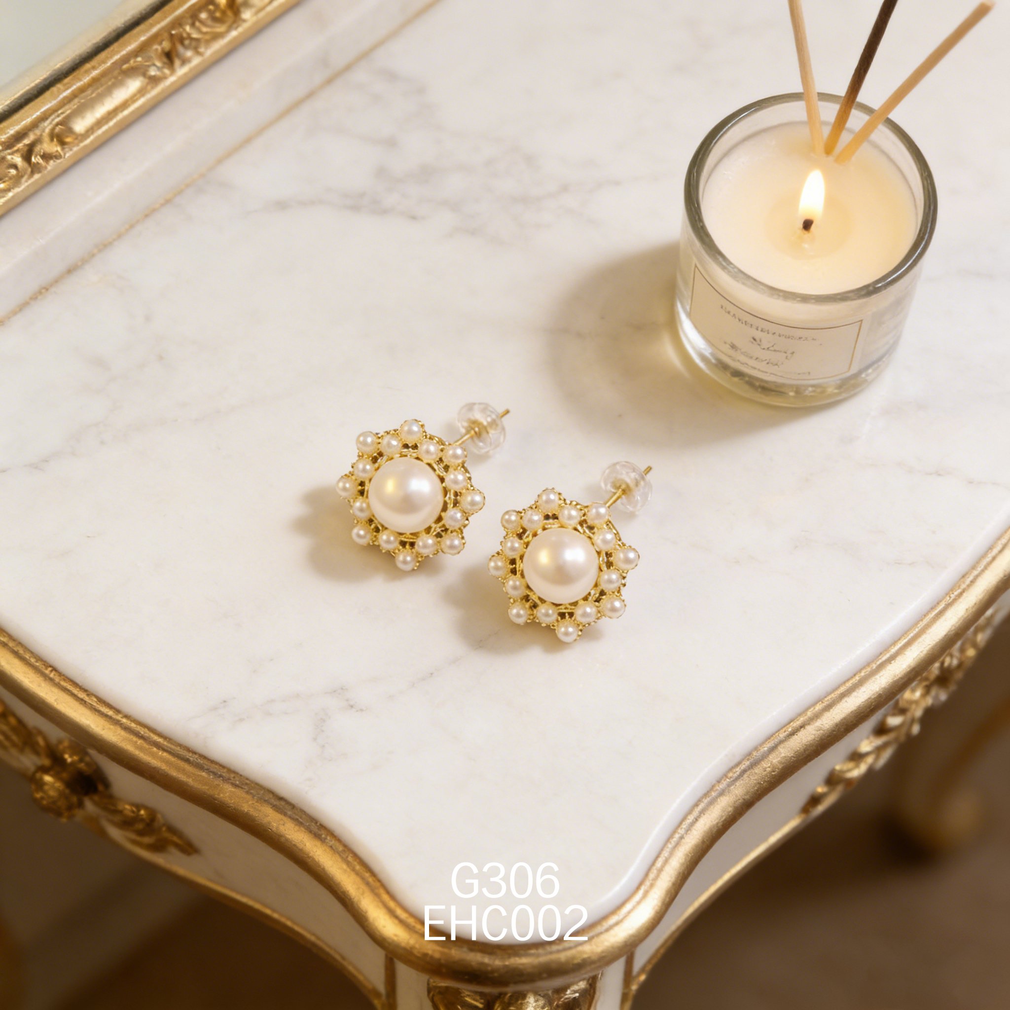 電鍍黃金8085珍珠耳環